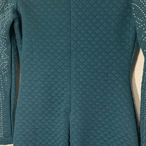 XTaren Teal Green Long Sleeve Quilted Dress Gold and Silver Stones Size Large - Picture 8 of 16